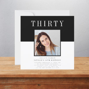 Invitation Photo minimaliste moderne 30e anniversaire