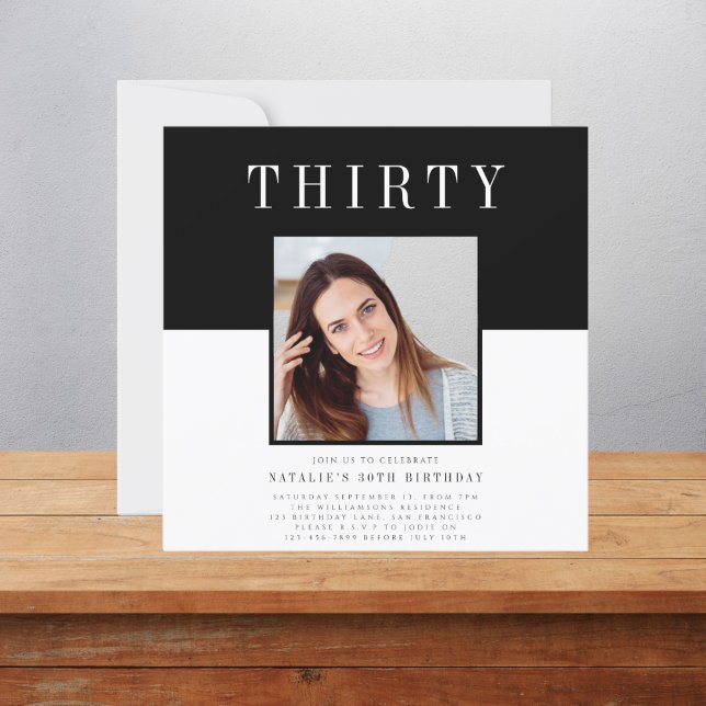Invitation Photo minimaliste moderne 30e anniversaire (Créateur téléchargé)