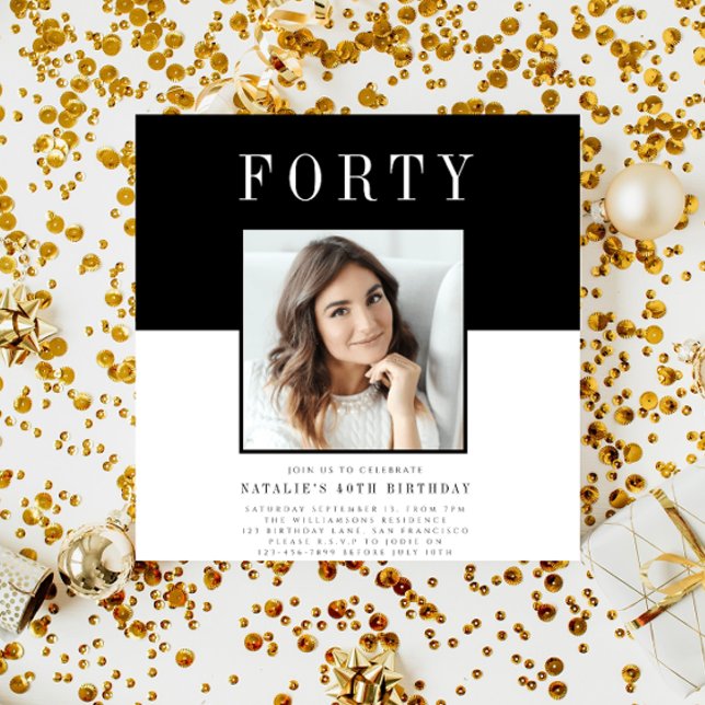 Invitation Photo minimaliste moderne 40e anniversaire (Créateur téléchargé)