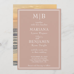 Invitation Photo minimaliste moderne Boho Mariage rose