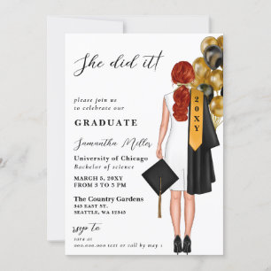 Invitation Photo Minimaliste Moderne Elle L'A Fait Diplôme