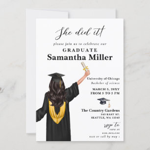 Invitation Photo Minimaliste Moderne Elle L'A Fait Diplôme