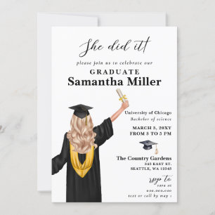Invitation Photo Minimaliste Moderne Elle L'A Fait Diplôme