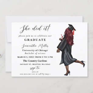 Invitation Photo Minimaliste Moderne Elle L'A Fait Diplôme