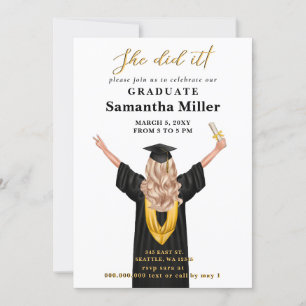 Invitation Photo Minimaliste Moderne Elle L'A Fait Diplôme