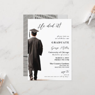 Invitation Photo minimaliste moderne il l'a fait graduation