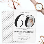 Invitation Photo minimaliste noir blanc 60e anniversaire<br><div class="desc">Elégant minimaliste moderne simple noir et blanc 60e anniversaire photo invitation,  carte photo. * L'âge ne peut pas être changé,  mais s'il vous plaît écrivez-moi et je ferai une nouvelle annonce avec votre âge dès que possible :)</div>