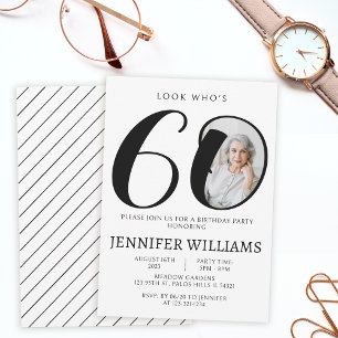 Invitation Photo minimaliste noir blanc 60e anniversaire