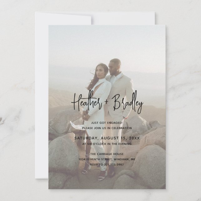 Invitation Photo minimaliste Parti d'engagement moderne (Devant)