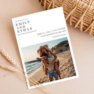 Invitation Photo minimaliste Qr Code Beach Wedding
