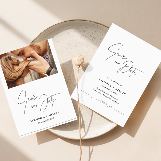 Invitation Photo minimaliste romantique Enregistrer la date (Créateur téléchargé)