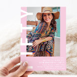 Invitation Photo moderne 50th Birthday Party<br><div class="desc">Marquez le grand Cinq-O avec flair ! Notre invitation moderne à 50e anniversaire est conçue pour être aussi tendance que vous. Doté d'un arrière - plan rose épuré que vous pouvez facilement changer à n'importe quelle couleur désirée et d'un texte blanc gras "CINQUANTE", c'est la façon parfaite de donner le...</div>