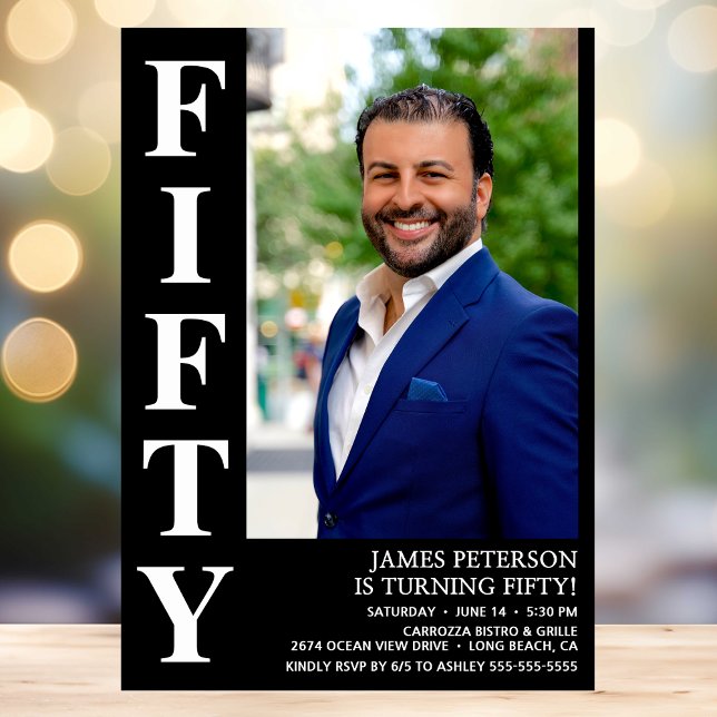 Invitation Photo moderne 50th Birthday Party (Créateur téléchargé)