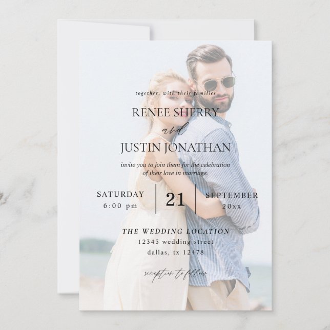 Invitation Photo moderne 5 Mariage vertical (Devant)