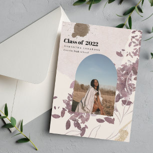 Invitation Photo Moderne Abstraite Gold Et Purple Graduate