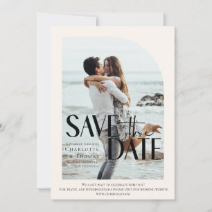 Invitation Photo moderne, beige - Sauvez la date