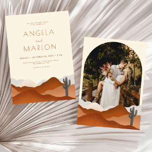 Invitation Photo moderne Boho Desert Mountain Mariage Arch