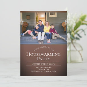 Invitation Photo moderne Brown Ménage blanc 