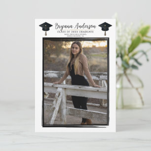 Invitation Photo moderne cadre noir tendance Cap Graduation t