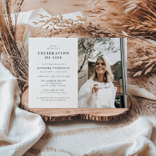 Invitation Photo moderne Célébration de la vie funéraire Memo