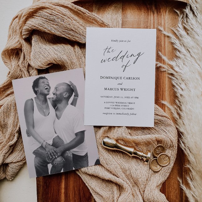 Invitation Photo moderne Chic Calligraphie Mariage élégant (Créateur téléchargé)