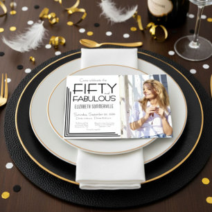 Invitation Photo Moderne Cinquante & Fabuleux 50e Anniversair