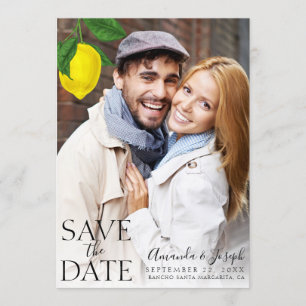 Invitation Photo moderne citron Enregistrer la date