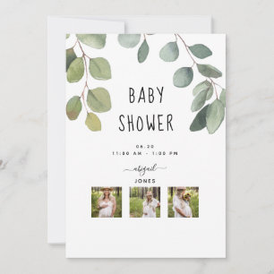 Invitation Photo moderne Collage Baby shower de verdure