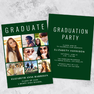 Invitation Photo moderne Collage Green Graduation Party