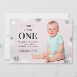 Invitation Photo moderne Cute Custom Baby 1er anniversaire