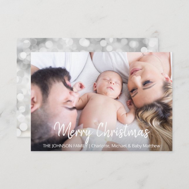 Invitation PHOTO moderne de la famille | de vacances de Noël (Devant / Derrière)