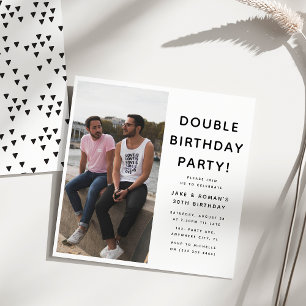 Invitation Photo moderne Double Anniversaire Fête Anniversair