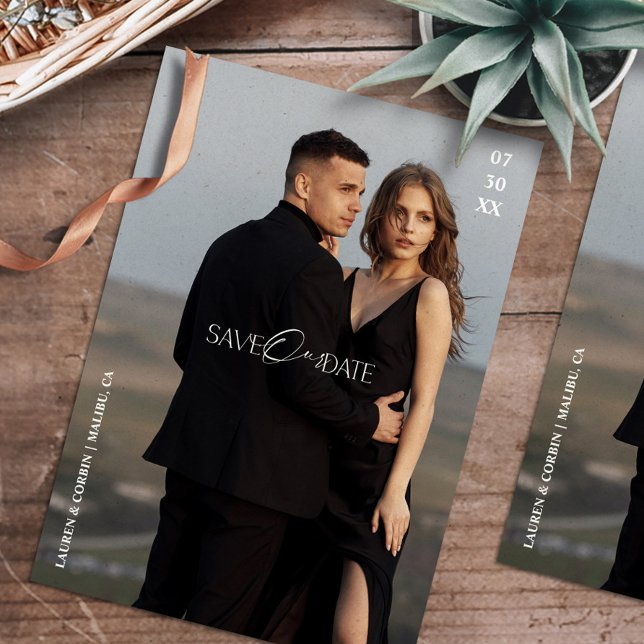 Invitation Photo moderne Économisez Notre Date (Créateur téléchargé)
