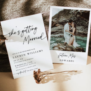 Invitation Photo moderne Elle se marie Fête des mariées