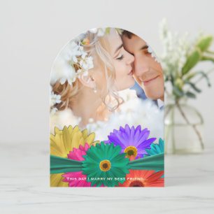 Invitation Photo moderne Emerald brillant coloré Gerber Daisy