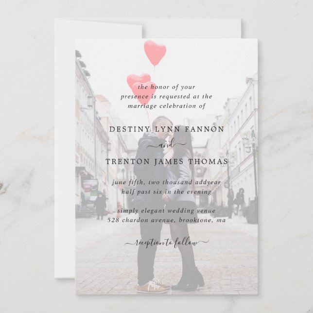 Invitation Photo moderne Faux Vellum tout en un Mariage (Devant)