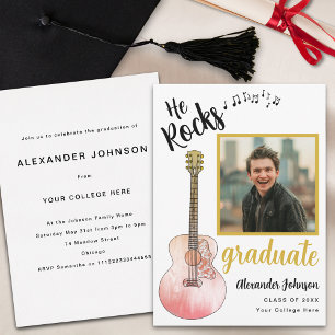 Invitation Photo Moderne Graduate Il Rocks Graduation Party