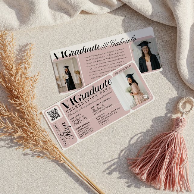 Invitation Photo moderne Graduation Party Événement Billet QR (Modern Photo Graduation Party Event Ticket QR Code Invitation)