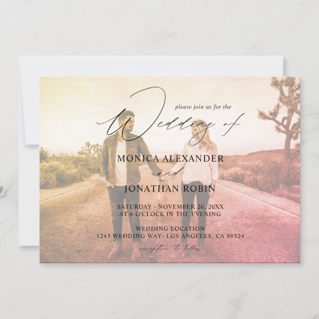 Invitation Photo moderne Horizontal 4 Effet Mariage (Devant)