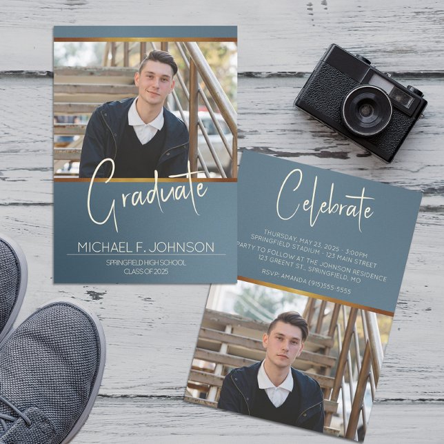 Invitation Photo Moderne Masculin (Créateur téléchargé)