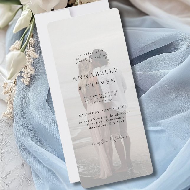 Invitation Photo, Moderne, Minimal, Blanc, Mariage (Photo, Modern, Minimal, White, Wedding Invitation)