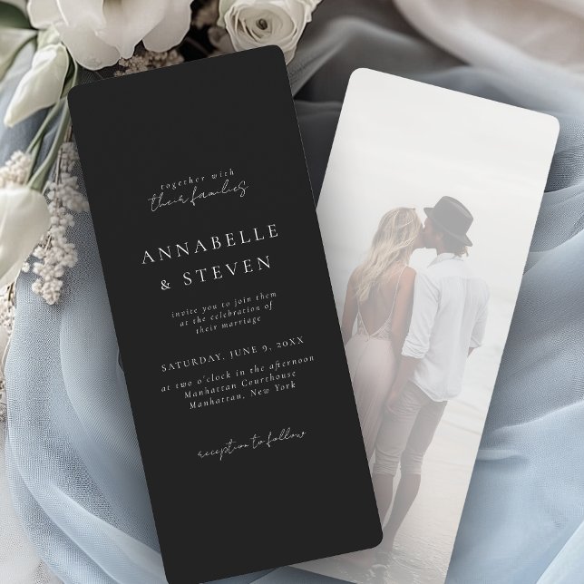 Invitation Photo, Moderne, Minimale, Noir & Blanc, Mariage (Photo, Modern, Minimal, Black & White, Wedding Invitation)