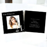 Invitation Photo moderne minimum noir & blanc 21e anniversair<br><div class="desc">ajoutez votre photo à cette invitation à 21ème anniversaire double face dans un design moderne noir et blanc minimaliste, avec un modèle photo sur le devant où vous pouvez ajouter votre photo unique, avec le texte en haut indiquant votre nom et 21ème dans le coin en bas à droite en...</div>
