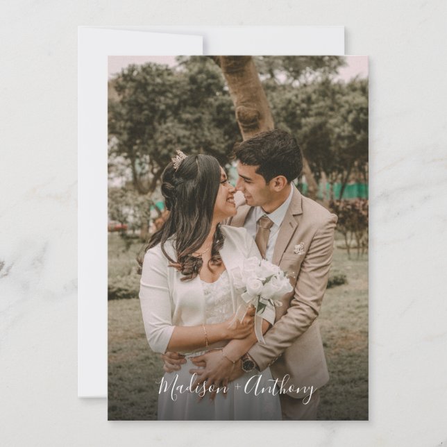 Invitation Photo moderne noir et blanc QR Code RSVP Mariage (Devant)