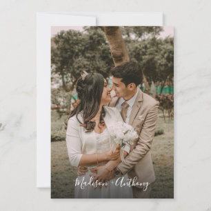 Invitation Photo moderne noir et blanc QR Code RSVP Mariage