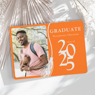 Invitation Photo moderne Orange Graduation Party