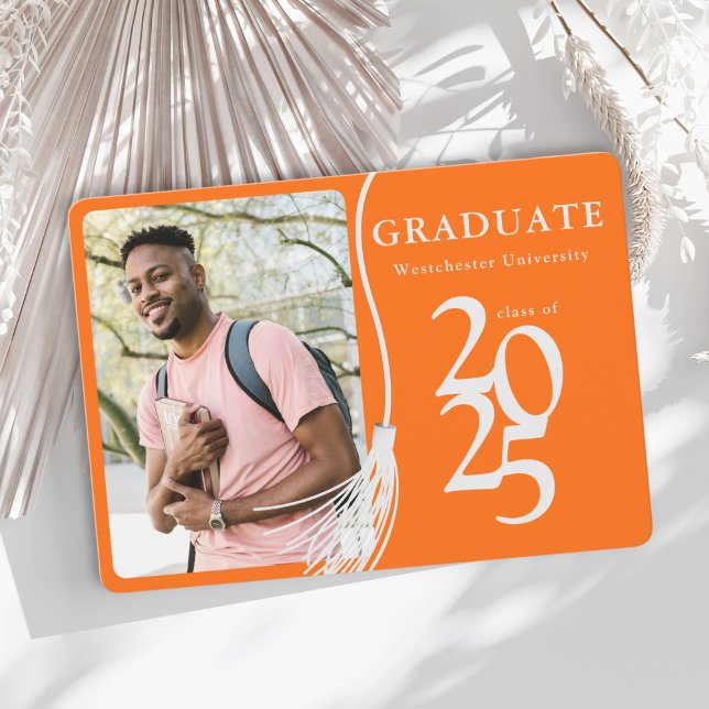 Invitation Photo moderne Orange Graduation Party (Créateur téléchargé)