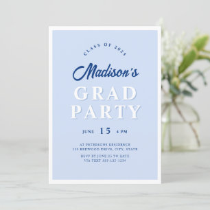Invitation Photo moderne Pastel Blue Edgy Graduation Party