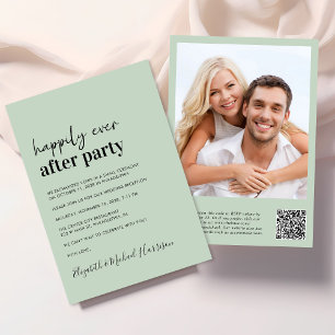 Invitation Photo moderne QR Code Sage Mariage Réception