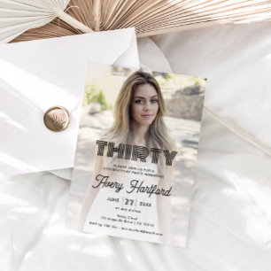 Invitation Photo moderne Retro 30e fête d'anniversaire